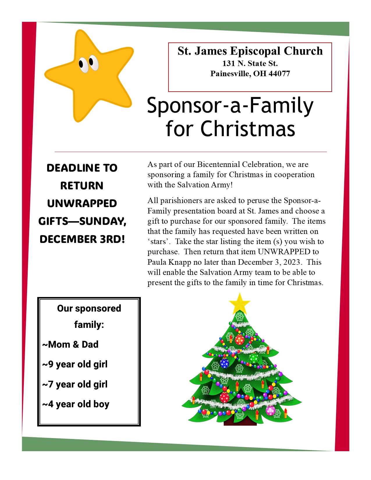 Sponsor A Family For Christmas 2025 Calendar